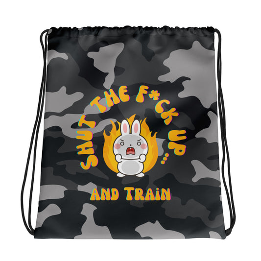 STFU & Train Camo Drawstring bag