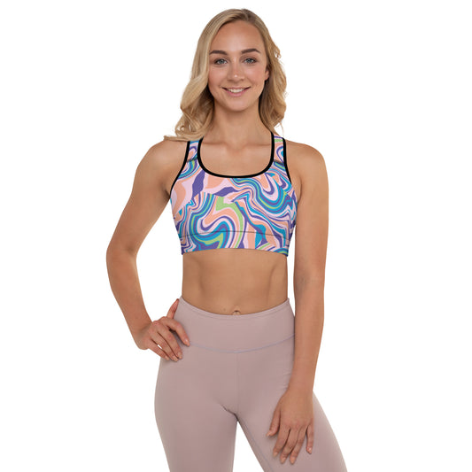 Color Swirl Padded Sports Bra