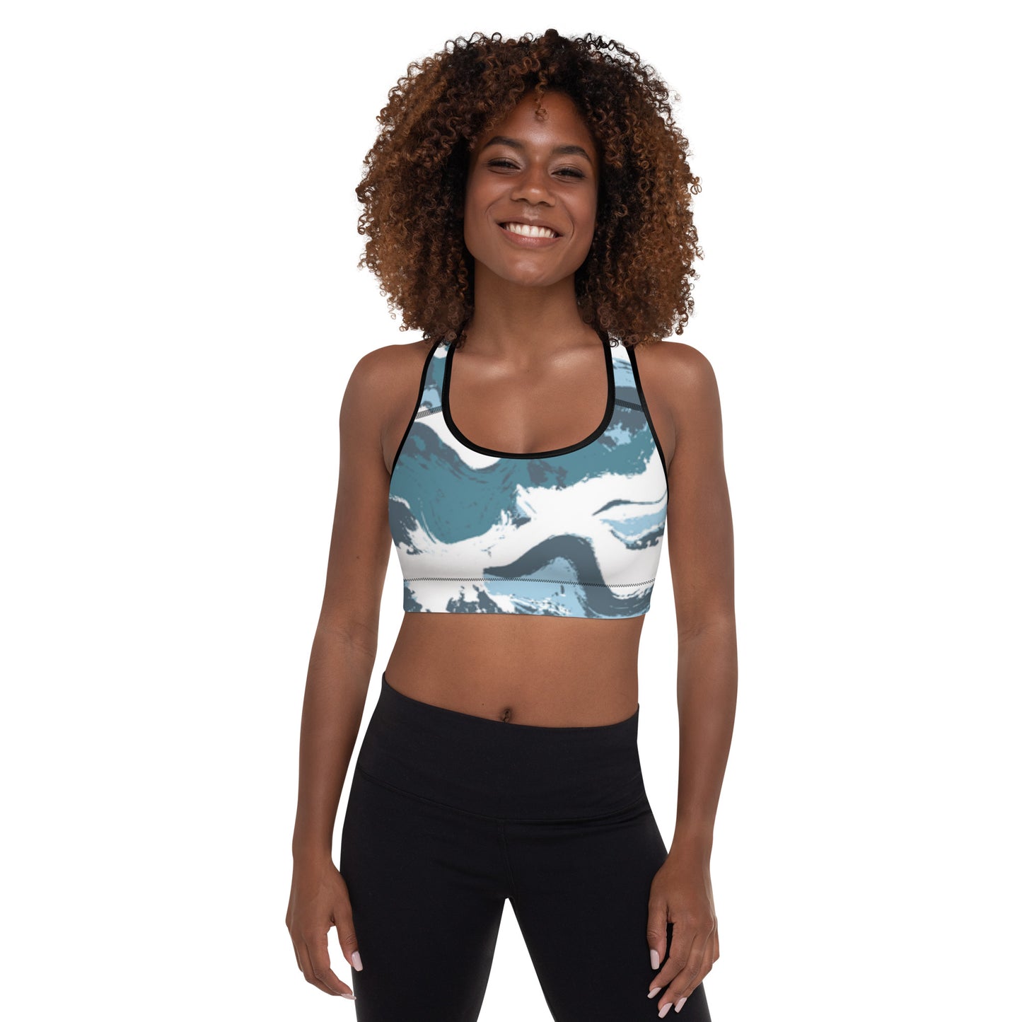 Blue Marble Padded Sports Bra