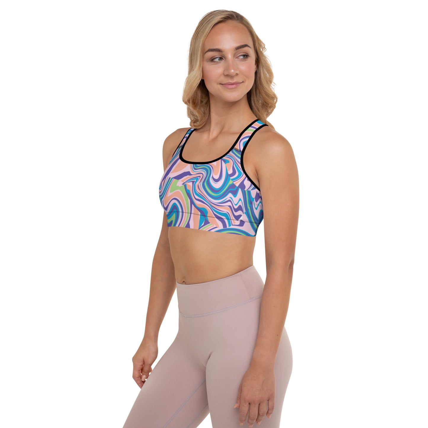 Color Swirl Padded Sports Bra