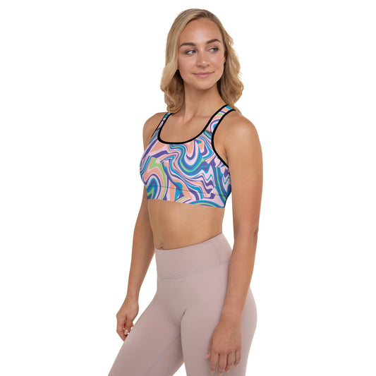 Color Swirl Padded Sports Bra