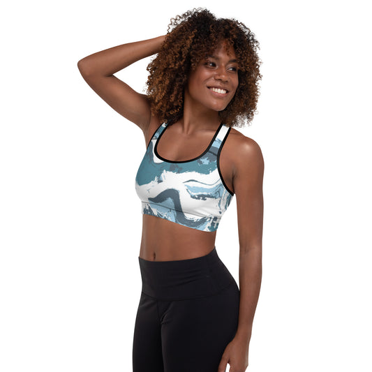 Blue Marble Padded Sports Bra