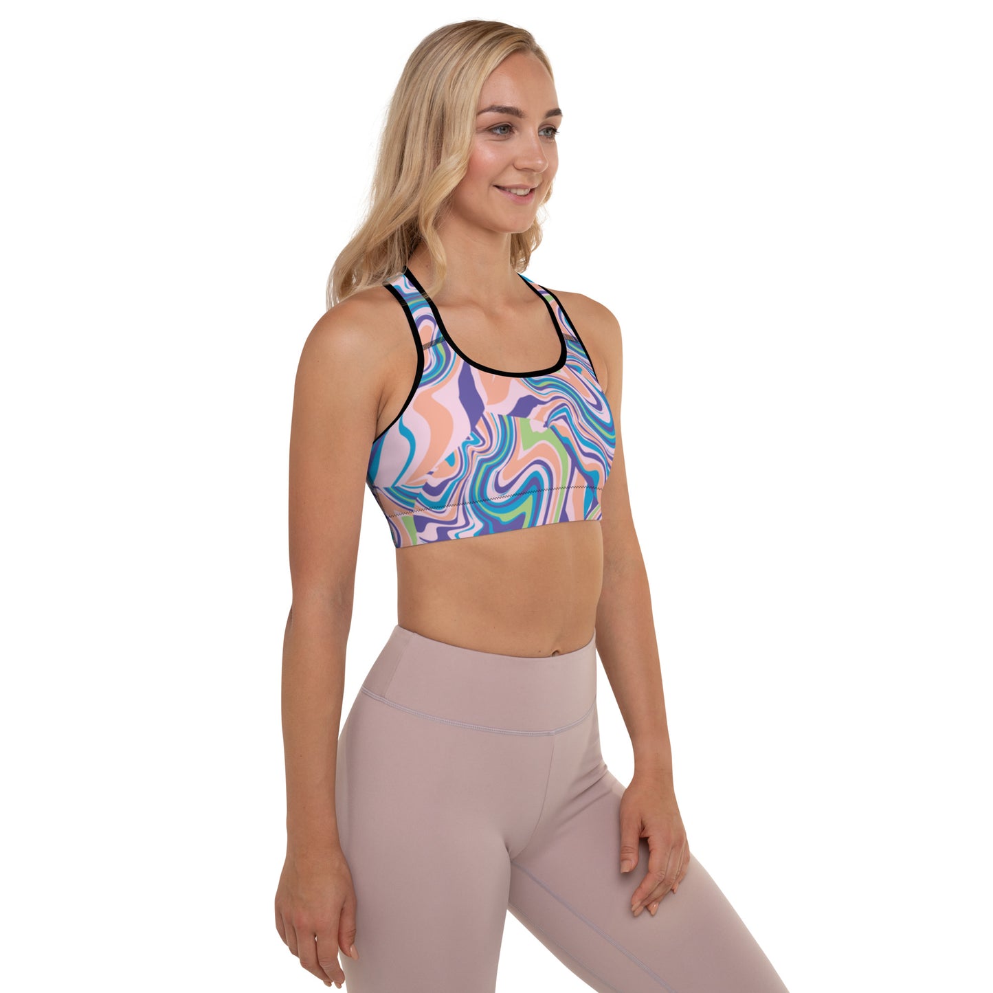 Color Swirl Padded Sports Bra