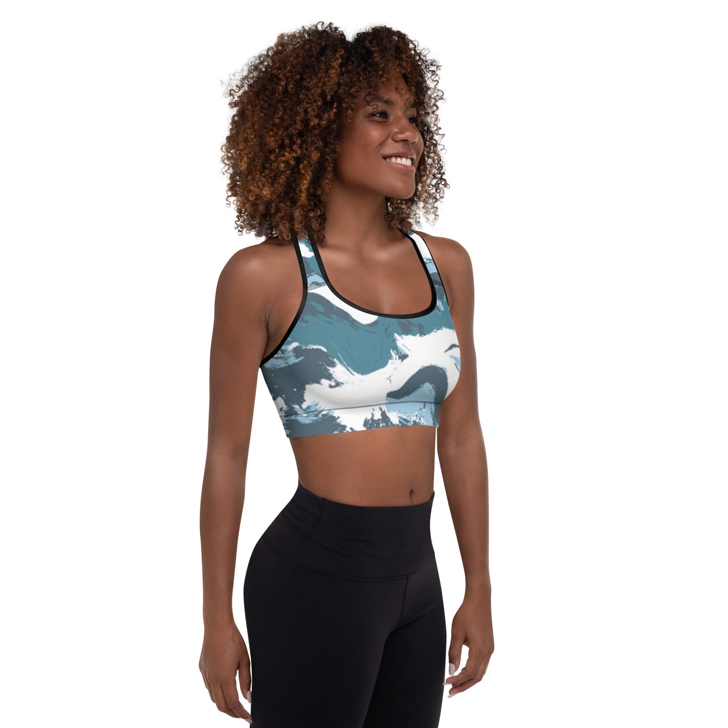 Blue Marble Padded Sports Bra