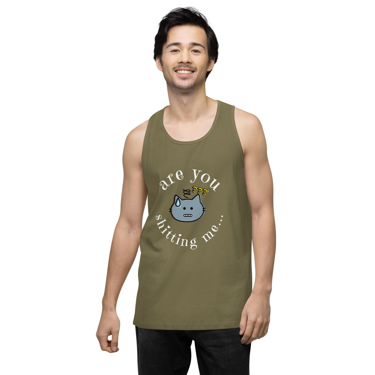 Are You Shitting Me Cat ??? Men’s premium tank top