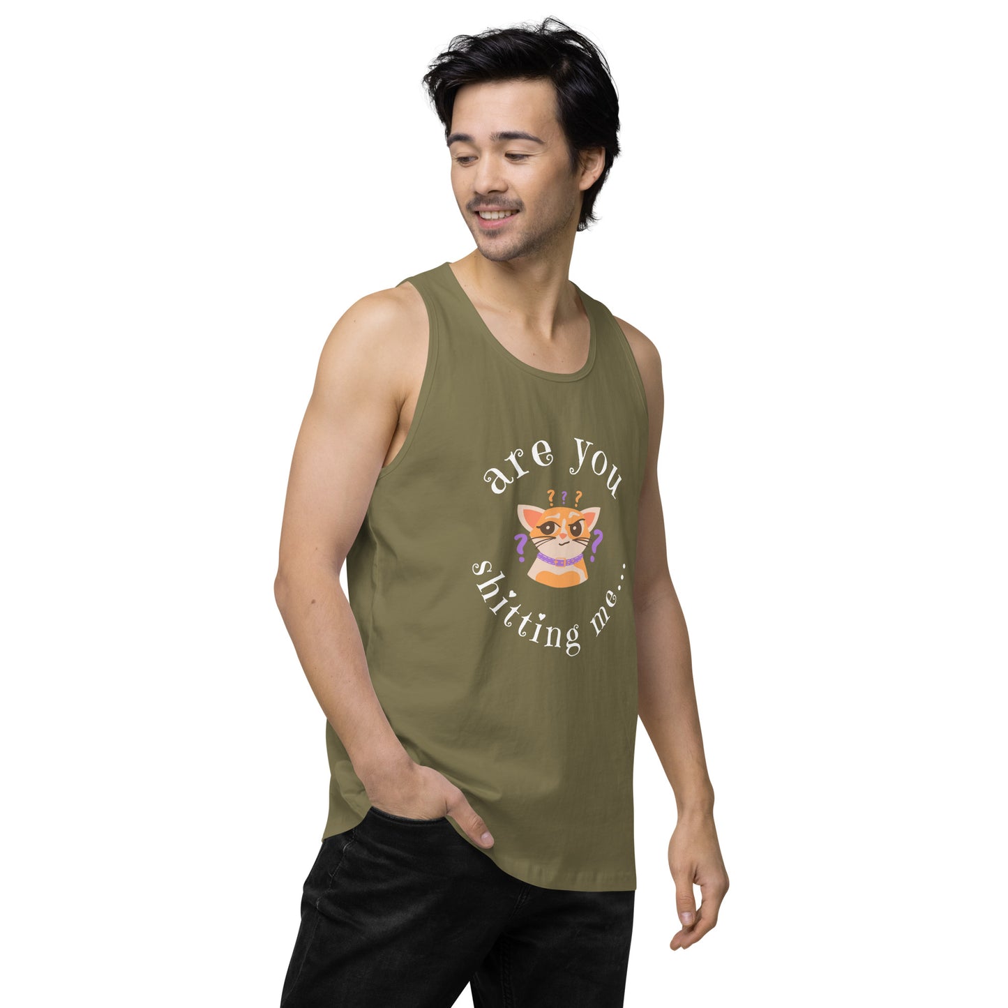 Are You Shittng Me Cat ? Men’s premium tank top