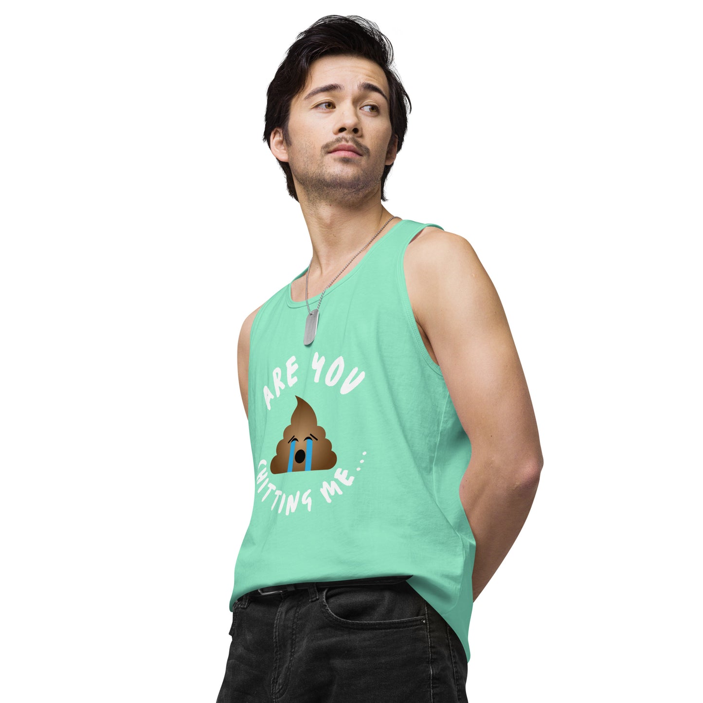 Are You Shitting Me Emoji Turd Men’s premium tank top