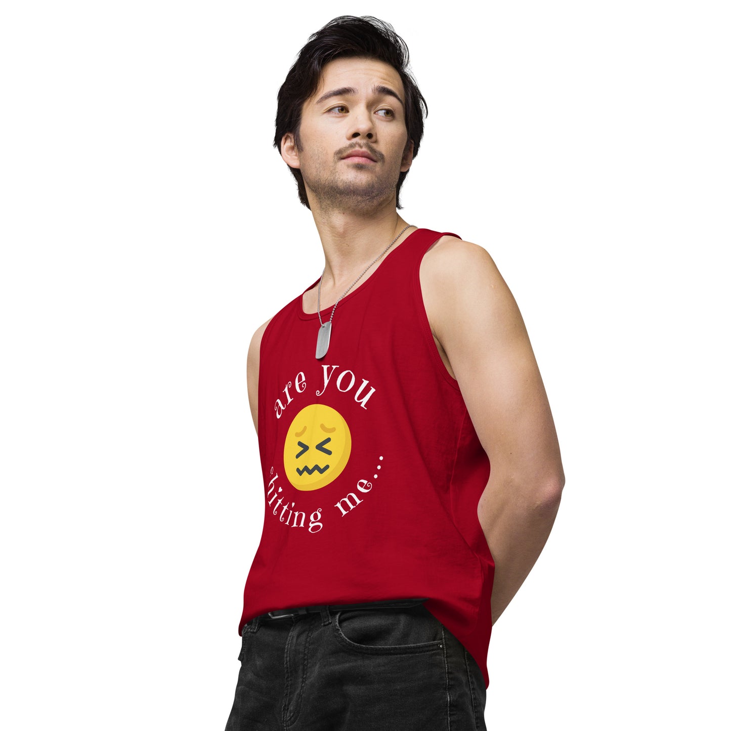 Are You Shitting Me Emoji Anger Men’s premium tank top